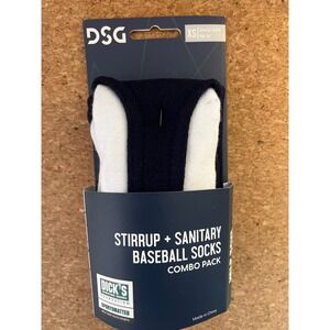 DSG Kids Stirrup and Sanitary Baseball Socks Combo Pack Navy White XS 9K-1Y